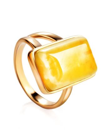 Stylish Natural Honey Amber Ring The Copenhagen, Ring Size: 11.5 / 21, image 