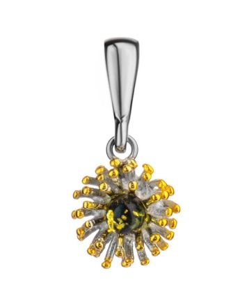 Chic Gold-Plated Pendant With Green Amber The Barbados, image 
