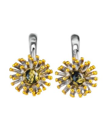 Chic Silver Amber Earrings The Barbados, image 