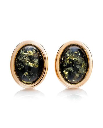 Oval Gold Plated Silver Amber Earrings The Goji, image 