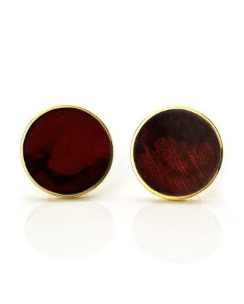 Round Gold Plated Silver Amber Studs The Monaco, image 