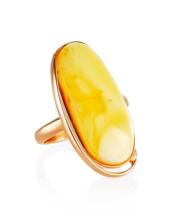 Exclusive Gold Plated Silver Ring With Amber Centerstone The Lagoon, Ring Size: 7 / 17.5, image 