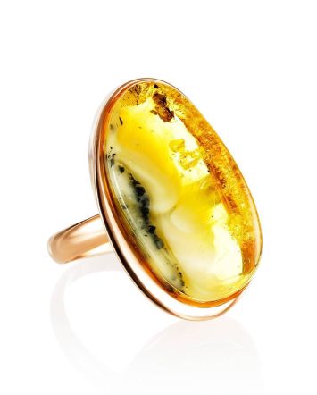 Luminous Amber Cocktail Ring The Lagoon, Ring Size: 8.5 / 18.5, image 