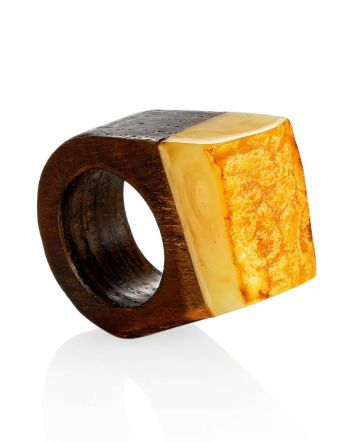 Ethnic Style Wooden Amber Ring The Indonesia, Ring Size: 4 / 15, image 