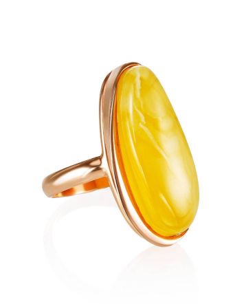 Gold Plated Silver Ring With Honey Amber The Glow, Ring Size: 8 / 18, image 