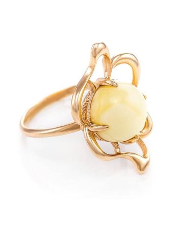 Filigree Amber Ring In Gold-Plated Silver The Daisy, Ring Size: 11.5 / 21, image 