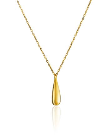 Chic Gold Plated Silver Necklace With Drop Shaped Pendant The Liquid, image 