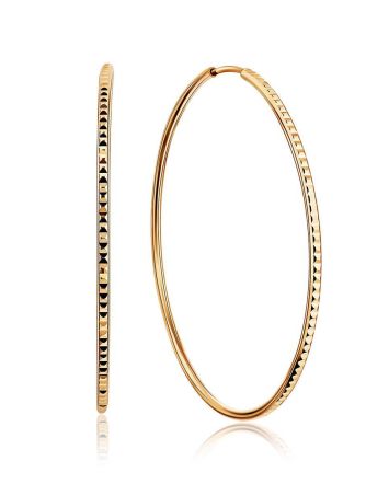Ribbed Golden Hoop Earrings, image 