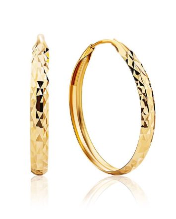 Textured Golden Hoop Earrings, image 