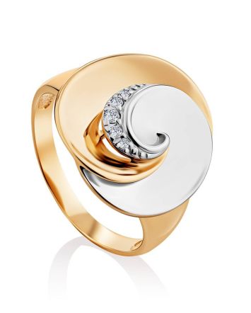 Two Toned Gold Crystal Ring, Ring Size: 9.5 / 19.5, image 
