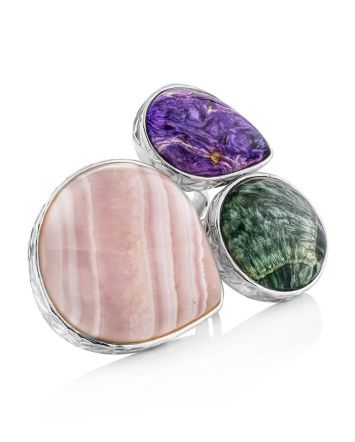 Silver Cocktail Ring With Multicolor Stones Bella Terra, Ring Size: 9 / 19, image 