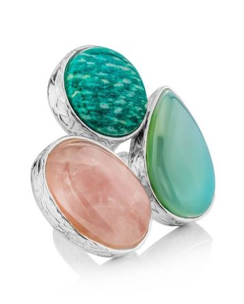 Chic Cocktail Ring With Multicolor Stones Bella Terra, Ring Size: 6.5 / 17, image 