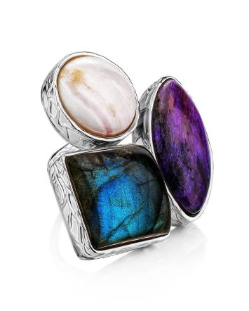Voluptuous Cocktail Ring With Natural Stones Bella Terra, Ring Size: 6.5 / 17, image 