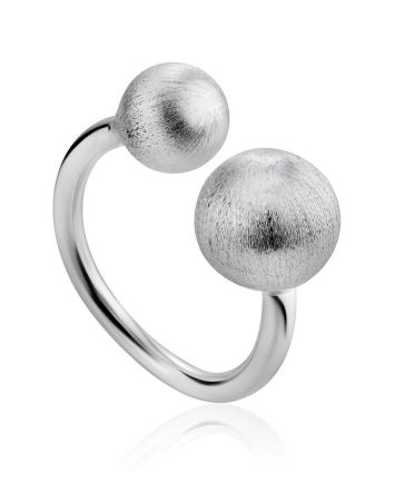 Silver Adjustable Ring With Baubles The Liquid, Ring Size: Adjustable, image 