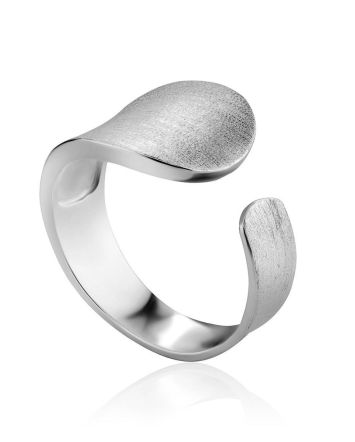Matt Silver Adjustable Ring The Liquid, Ring Size: Adjustable, image 