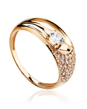 Classy Gold Crystal Ring, Ring Size: 6 / 16.5, image 