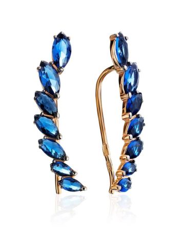 Crystal Ear Climber Earrings In Gold, image 