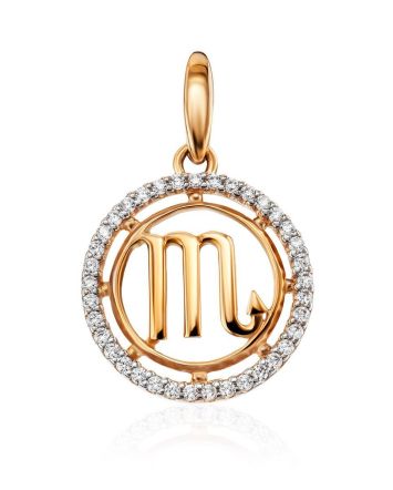 Golden Scorpio Sign Pendant, image 