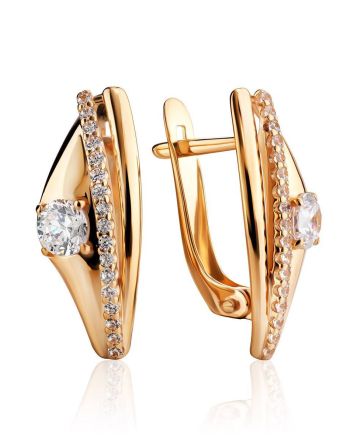 Ultra Chic Gold Crystal Earrings, image 