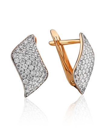 Elegant Gold Crystal Earrings, image 