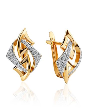 Amazing Crystal Encrusted Golden Earrings, image 