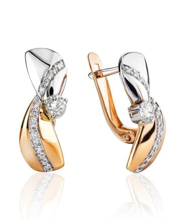 Two Tone Gold Crystal Earrings, image 