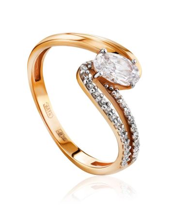 Ultra Feminine Gold Crystal Ring, Ring Size: 6.5 / 17, image 