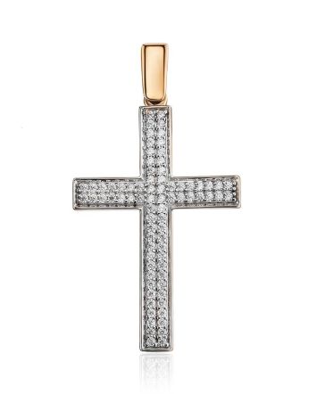 Gold Crystal Encrusted Cross Pendant, image 