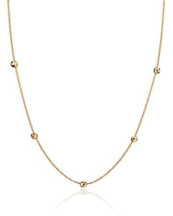 Refined Golden Chain Necklace With Tiny Faceted Beads, image 