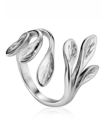 Floral Design Silver Ring The Liquid, Ring Size: Adjustable, image 