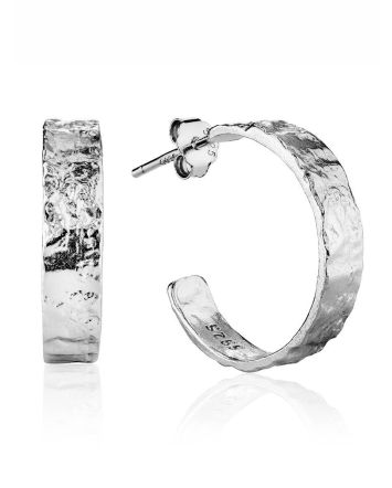Textured Silver Hoop Earrings The Liquid, image 