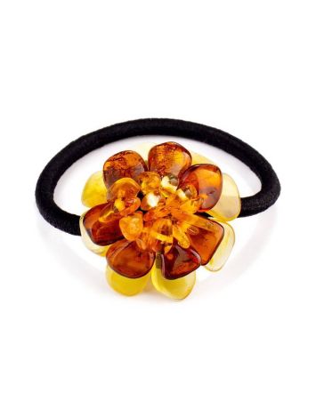 Hair Tie With Natural Amber Flower, image 