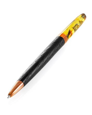 Wooden Amber Ball Pen With Insect Inclusions, image 