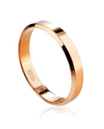 High Polished Stone Less Golden Ring, Ring Size: 6 / 16.5, image 