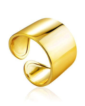Bold Gold Plated Silver Stoneless Ring The ICONIC, Ring Size: Adjustable, image 