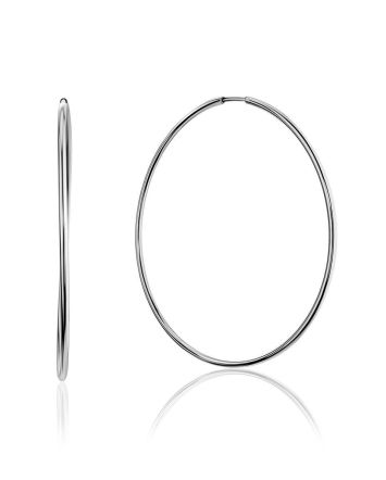 Sleek White Gold Hoop Earrings, image 