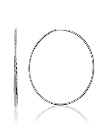 Trendy White Gold Hoop Earrings, image 