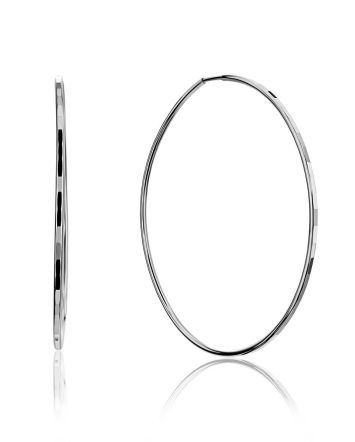 Textured White Gold Hoop Earrings, image 