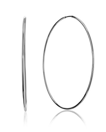 Lightweight White Gold Hoop Earrings, image 
