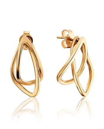 Classy Golden Earrings In Interwoven Design, image 