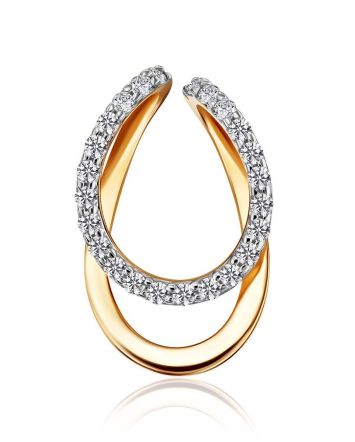 Double Loop Design Gold Crystal Pendant, image 