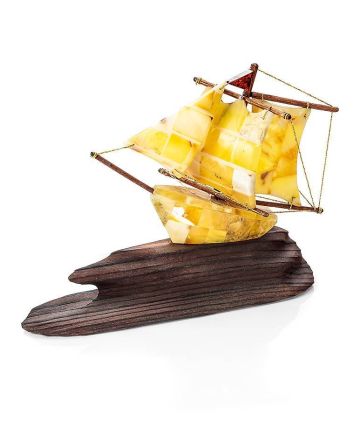 Fabulous Natural Amber Ship Model, image 