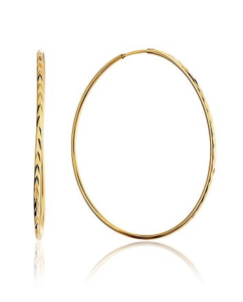 Chic Ribbed Gold Hoop Earrings, image 