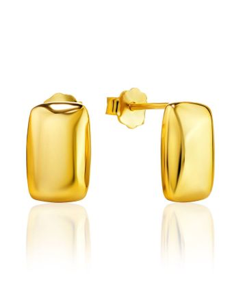 Stylishly Simplistic Gold-Plated Silver Earrings The Liquid, image 