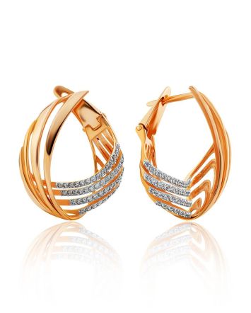Wonderful Designer Gold Crystal Earrings, image 