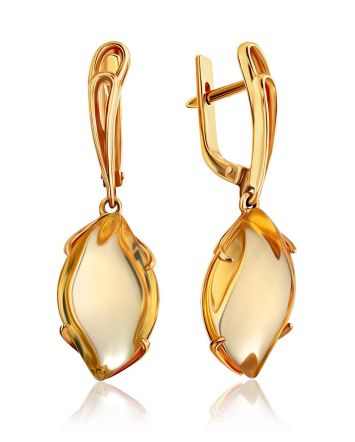 Fashionable Gold Citrine Dangle Earrings, image 