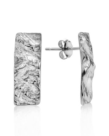 Silver Textured Drop Earrings The Liquid, image 