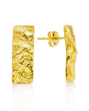18ct Gold on Sterling Silver ​Textured Drop Earrings The Liquid, image 