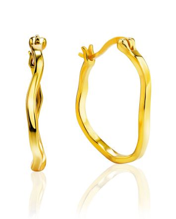 Small 18ct Gold on Sterling Silver ​Hammered Hoop Earrings The Liquid, image 