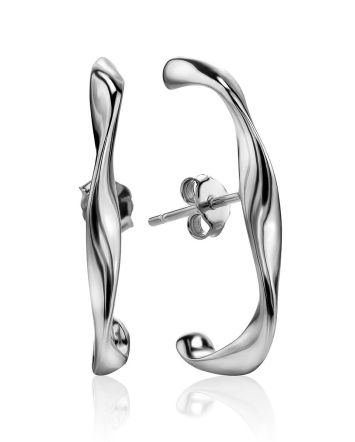Hammered Silver Cuffed Earrings The Liquid, image 